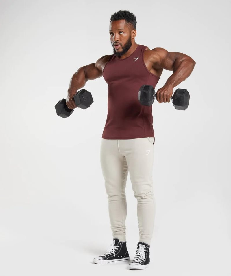 Men's Gymshark React Tanks Burgundy | NZ 4YBFIT